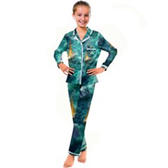 Dolphins Sea Ocean Water Kids  Satin Long Sleeve Pajamas Set by Cemarart