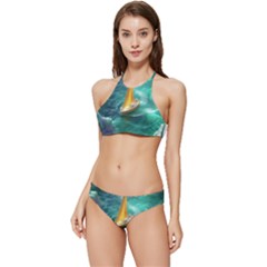 Dolphins Sea Ocean Water Banded Triangle Bikini Set by Cemarart