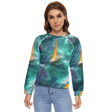 Dolphins Sea Ocean Water Women s Long Sleeve Raglan T-shirt by Cemarart