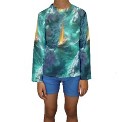 Countryside Landscape Nature Kids  Long Sleeve Swimwear by Cemarart