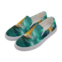 Silk Waves Abstract Women s Canvas Slip Ons by Cemarart