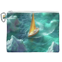 Silk Waves Abstract Canvas Cosmetic Bag (xxl) by Cemarart