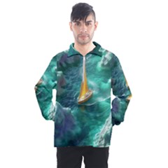 Silk Waves Abstract Men s Half Zip Pullover by Cemarart