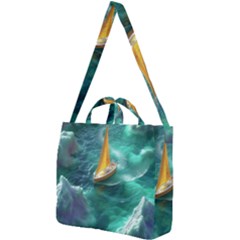 Silk Waves Abstract Square Shoulder Tote Bag by Cemarart