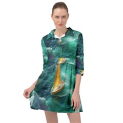 Silk Waves Abstract Mini Skater Shirt Dress