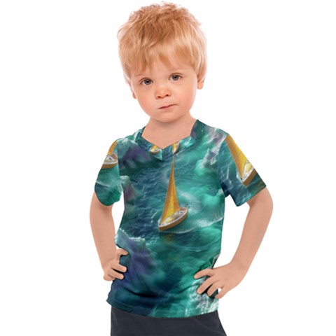 Silk Waves Abstract Kids  Sports T-shirt by Cemarart