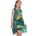 Silk Waves Abstract Kids  Frill Swing Dress View3