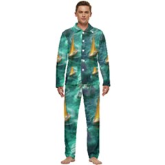 Countryside Landscape Nature Men s Long Sleeve Velvet Pocket Pajamas Set by Cemarart