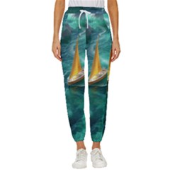 Countryside Landscape Nature Women s Cropped Drawstring Pants by Cemarart