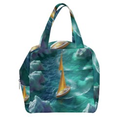 Seascape Boat Sailing Boxy Hand Bag by Cemarart