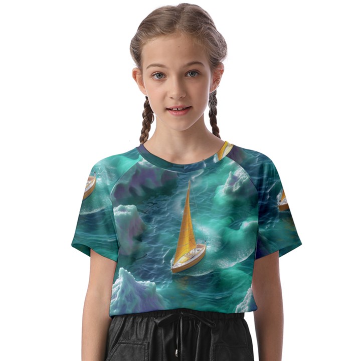 Seascape Boat Sailing Kids  Basic T-Shirt