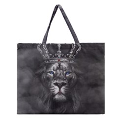 Lion King Of The Jungle Nature Zipper Large Tote Bag by Cemarart