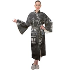 Lion King Of The Jungle Nature Maxi Velvet Kimono