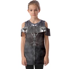 Lion King Of The Jungle Nature Fold Over Open Sleeve Top by Cemarart