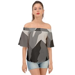 Mountain Wolf Tree Nature Moon Off Shoulder Short Sleeve Top by Cemarart