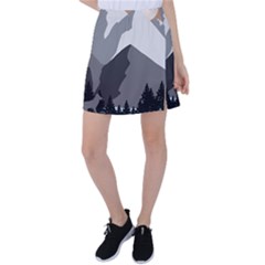 Mountain Wolf Tree Nature Moon Tennis Skirt by Cemarart