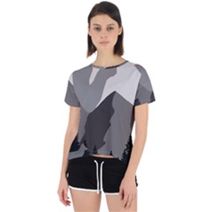 Mountain Wolf Tree Nature Moon Open Back Sport T-shirt by Cemarart