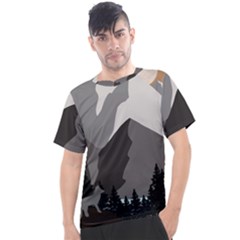 Mountain Wolf Tree Nature Moon Men s Sport Top by Cemarart