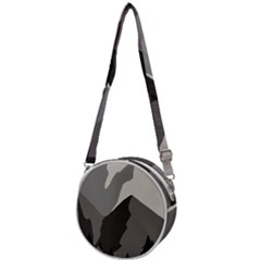 Mountain Wolf Tree Nature Moon Crossbody Circle Bag by Cemarart