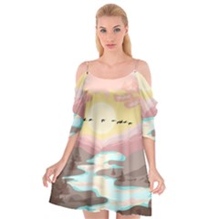 Mountain Birds River Sunset Nature Cutout Spaghetti Strap Chiffon Dress by Cemarart