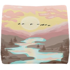 Mountain Birds River Sunset Nature Seat Cushion by Cemarart