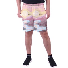 Mountain Birds River Sunset Nature Men s Pocket Shorts by Cemarart