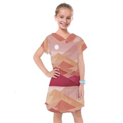 Mountains Sunset Landscape Nature Kids  Drop Waist Dress by Cemarart