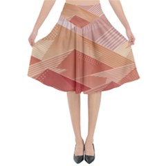 Mountains Sunset Landscape Nature Flared Midi Skirt by Cemarart