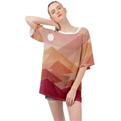 Mountains Sunset Landscape Nature Oversized Chiffon Top by Cemarart