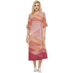 Mountains Sunset Landscape Nature Double Cuff Midi Dress by Cemarart