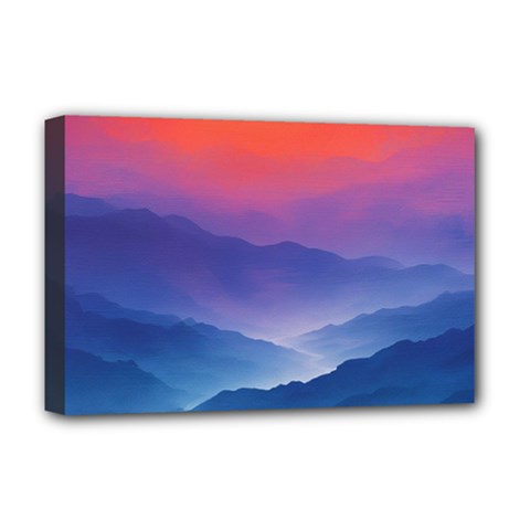 Valley Night Mountains Deluxe Canvas 18  X 12  (stretched) by Cemarart