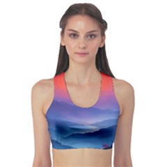 Valley Night Mountains Fitness Sports Bra by Cemarart