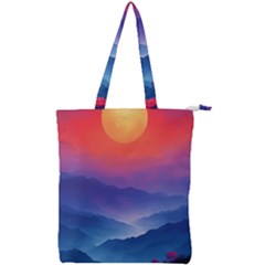 Valley Night Mountains Double Zip Up Tote Bag by Cemarart