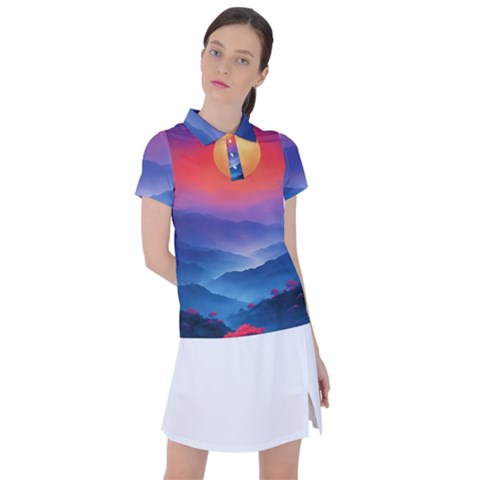 Valley Night Mountains Women s Polo T-shirt by Cemarart