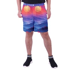 Valley Night Mountains Men s Pocket Shorts by Cemarart