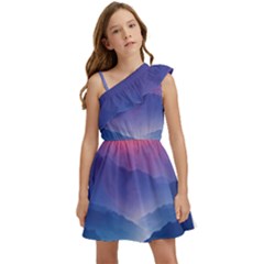 Valley Night Mountains Kids  One Shoulder Party Dress by Cemarart