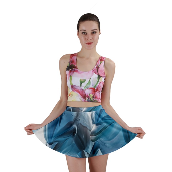 Dolphin Swimming Sea Ocean Mini Skirt