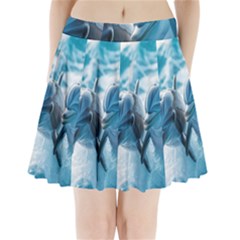 Dolphin Swimming Sea Ocean Pleated Mini Skirt by Cemarart