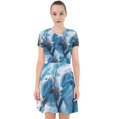 Dolphin Swimming Sea Ocean Adorable In Chiffon Dress by Cemarart