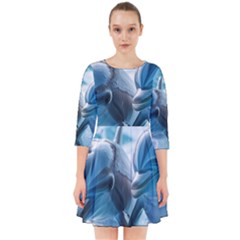 Dolphin Swimming Sea Ocean Smock Dress by Cemarart