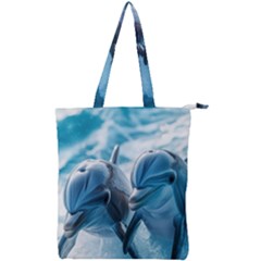 Dolphin Swimming Sea Ocean Double Zip Up Tote Bag by Cemarart