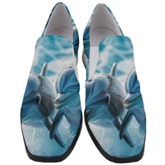 Dolphin Swimming Sea Ocean Women Slip On Heel Loafers by Cemarart