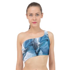 Dolphin Swimming Sea Ocean Spliced Up Bikini Top  by Cemarart