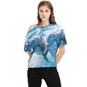 Dolphin Swimming Sea Ocean One Shoulder Cut Out T-Shirt View1