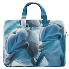 Dolphin Swimming Sea Ocean Macbook Pro 13  Double Pocket Laptop Bag by Cemarart