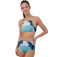 Dolphin Sea Ocean Halter Tankini Set by Cemarart