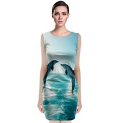 Dolphin Sea Ocean Sleeveless Velvet Midi Dress