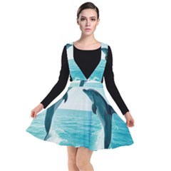 Dolphin Sea Ocean Plunge Pinafore Dress