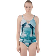 Dolphin Sea Ocean Cut Out Top Tankini Set by Cemarart