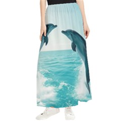 Dolphin Sea Ocean Maxi Chiffon Skirt by Cemarart